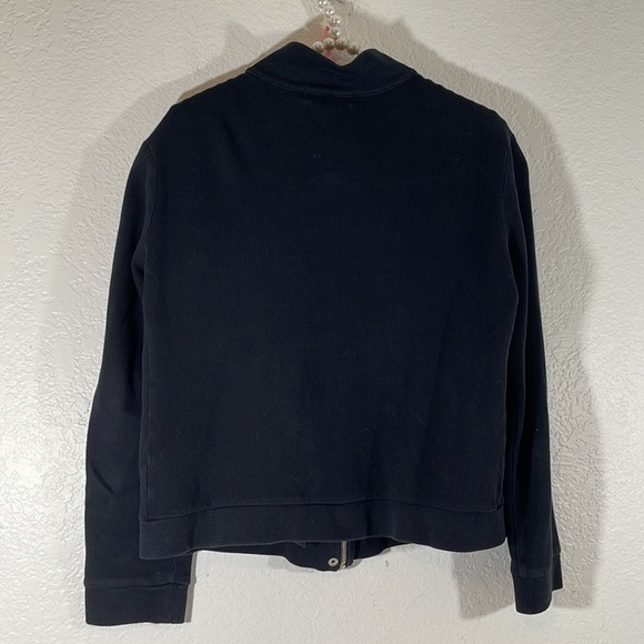 Lauren Ralph Lauren Women's Black Cotton Front Zip Sweater Jacket Size Medium - Picture 2 of 4